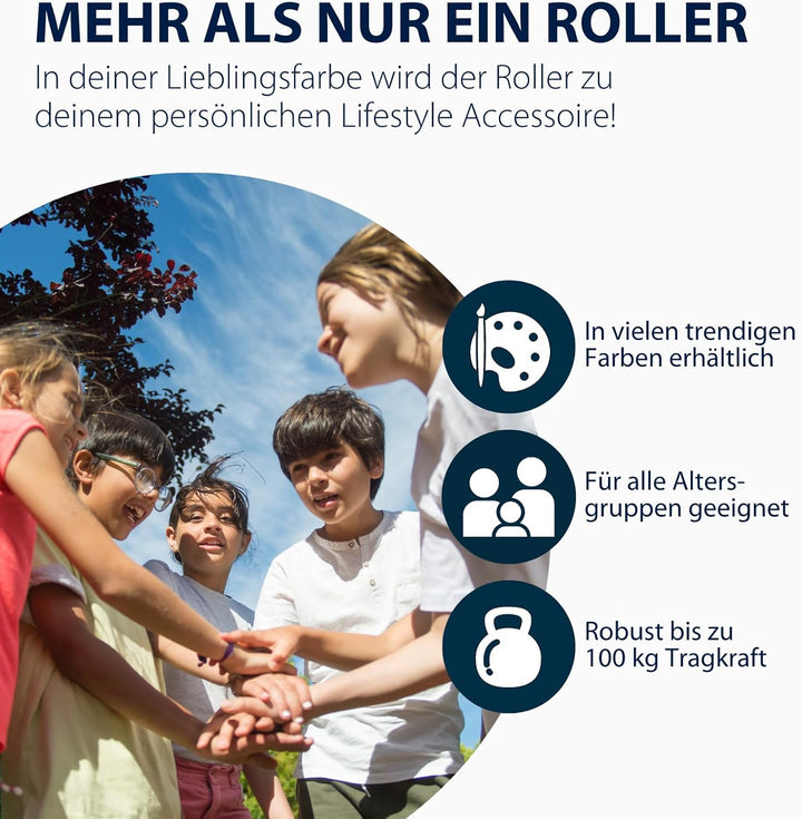 HUDORA BigWheel Pure Scooter I Stabiler Aluminium-Roller mit Ständer I Höhenverstellbarer & zusammen