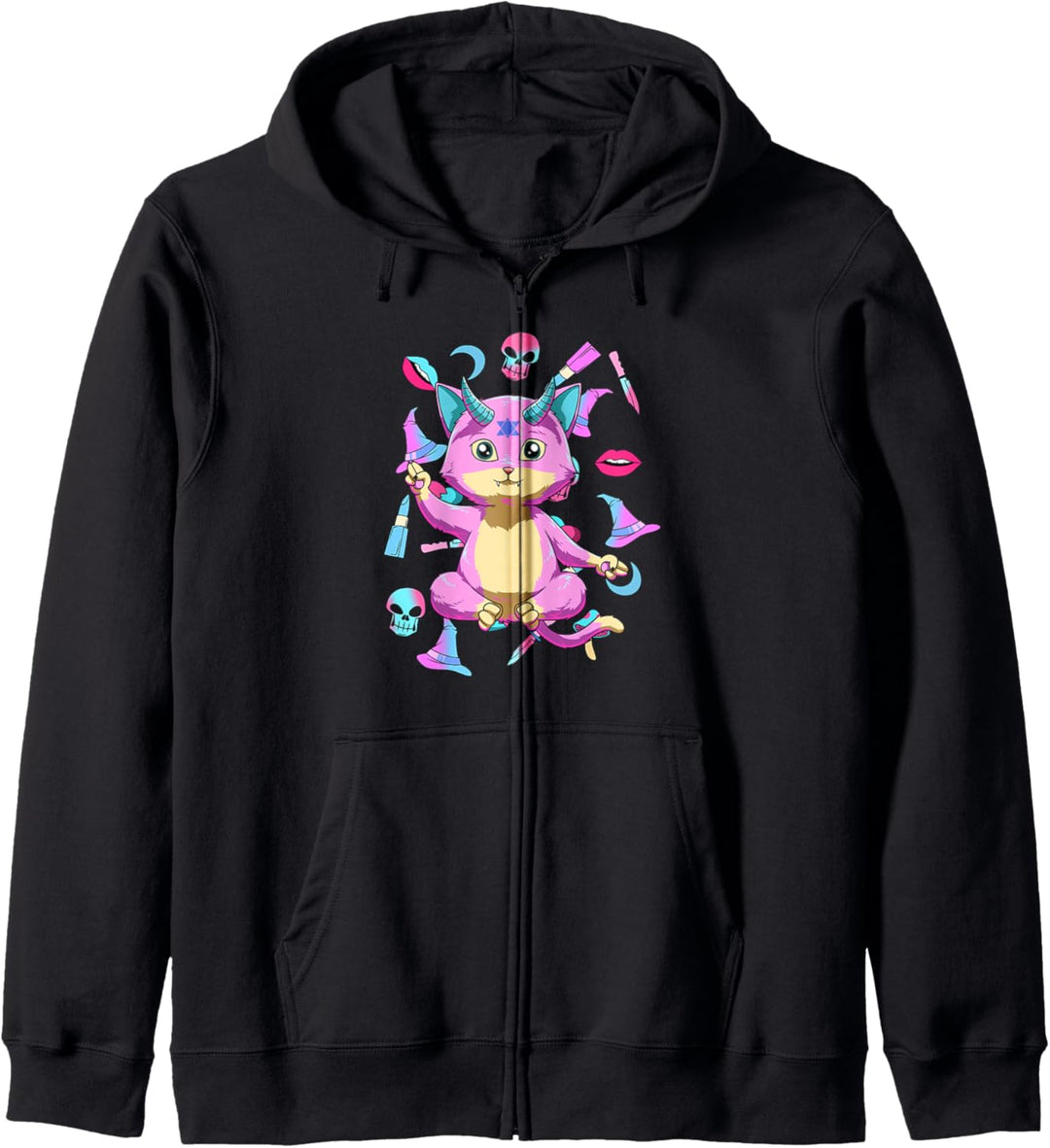 Baphomet Katze Pastell Goth Soft Grunge Ästhetik Kapuzenjacke