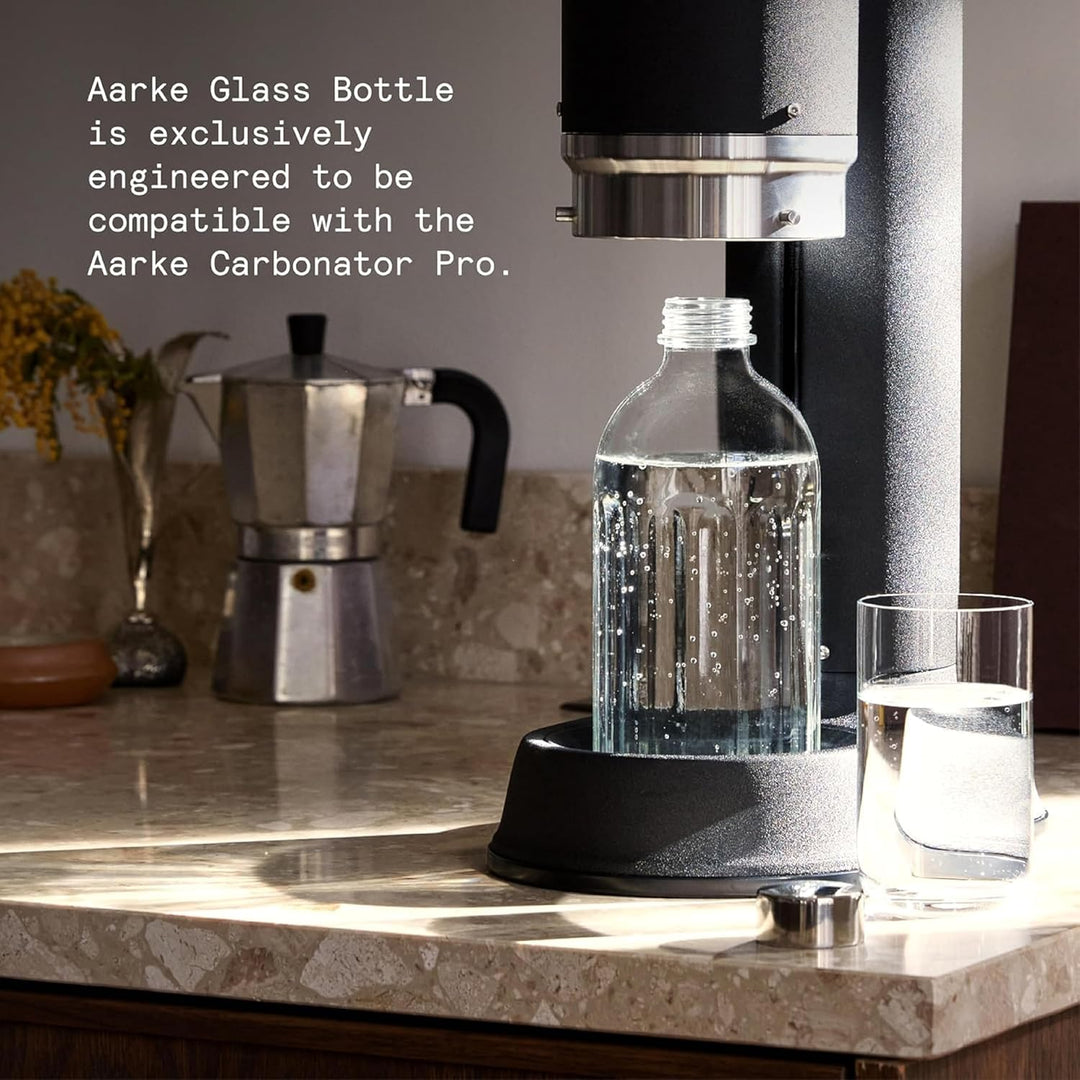 Aarke Glasflasche für Wassersprudler Carbonator Pro, Spülmaschinenfeste, mit Details in Edelstahl
