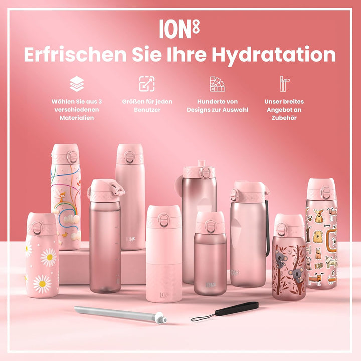 Ion8 1 Liter Trinkflasche, 1000ml, Auslaufsicher, Einhandöffnung, Sichere Verriegelung, Spülmaschine
