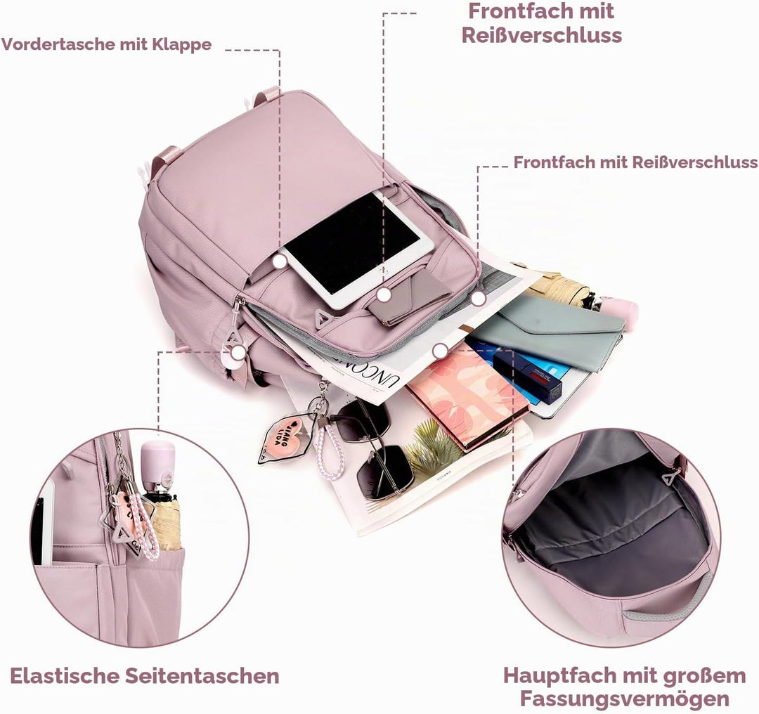 JANSBEN Wasserdichter Schulrucksack für Mädchen &amp; Jungen, Mehrfachfach-Rucksack für Schule &amp; Reisen,