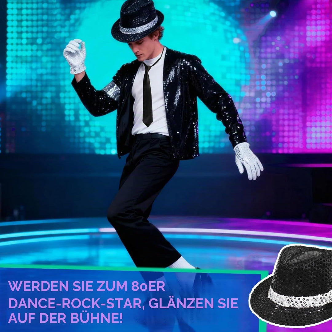 Erwachsenenkostüm King of Pop, 80er Jahre Tänzerin Rocker Star Cosplay Verkleidung Kostüm Zubehör mi