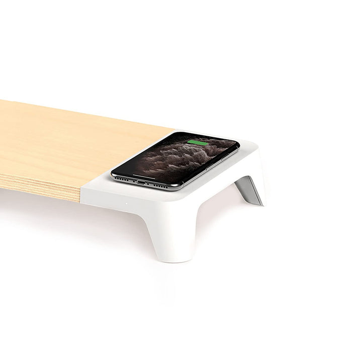 POUT Eyes6 - Monitor Stand with Quick Charger Light Wood (Maple) Colour with White Finish Ladestände
