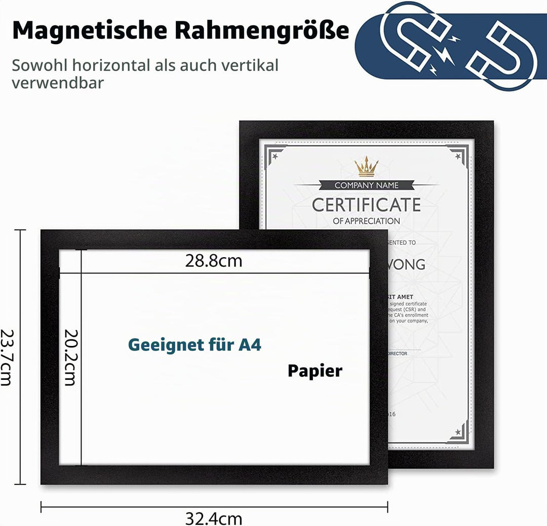 VAIIGO Magnetrahmen Info-Rahmen Selbstklebend mit Magnetverschluss für Informationsrahmen DIN A4 For