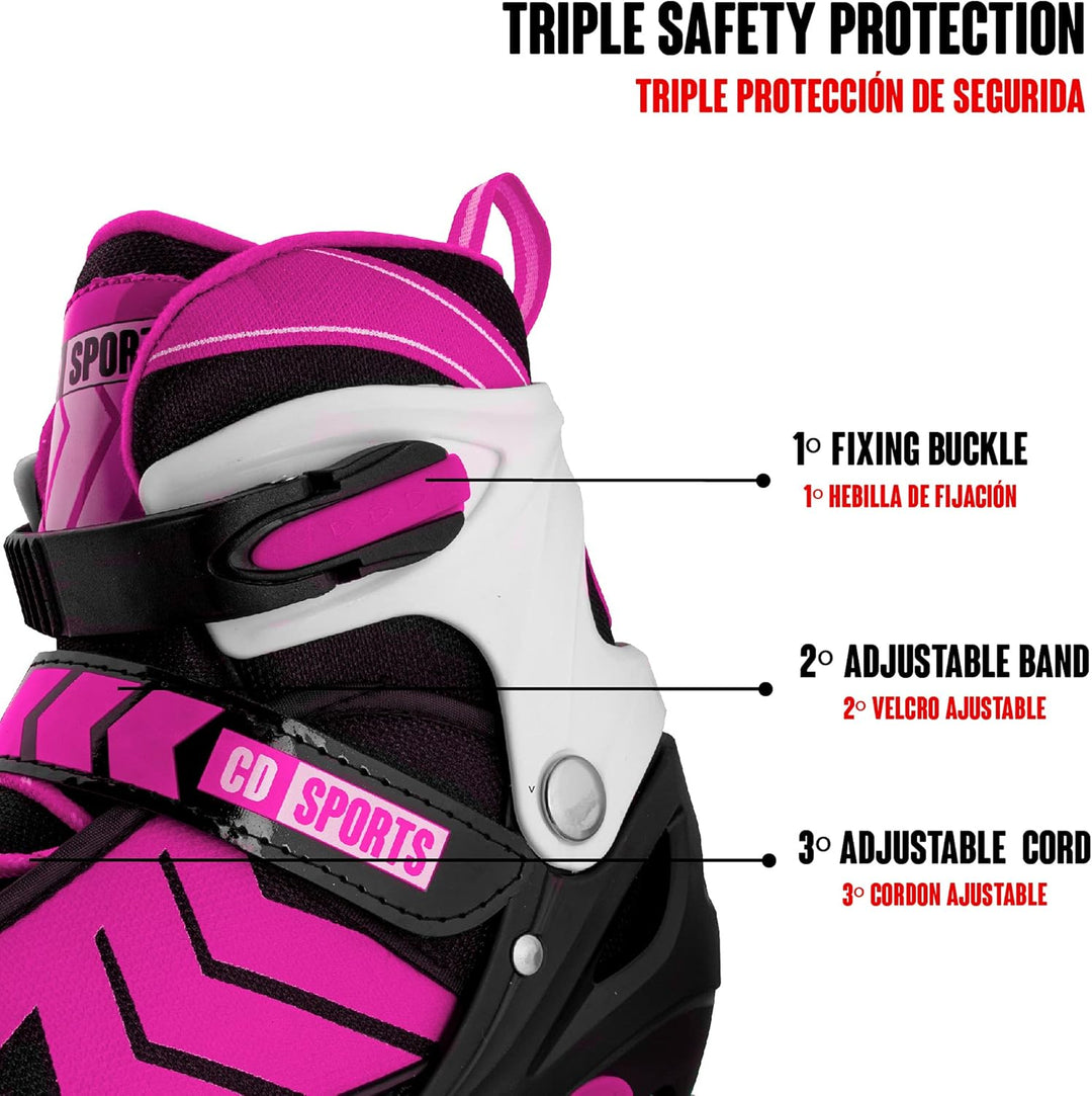Calma Dragon Inline-Skates, grössenverstellbar, Profi-Skates für Erwachsene und Kinder, 4 Rollen, Sc