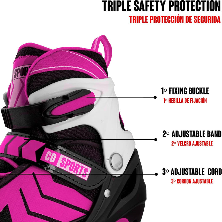 Calma Dragon Inline-Skates, grössenverstellbar, Profi-Skates für Erwachsene und Kinder, 4 Rollen, Sc
