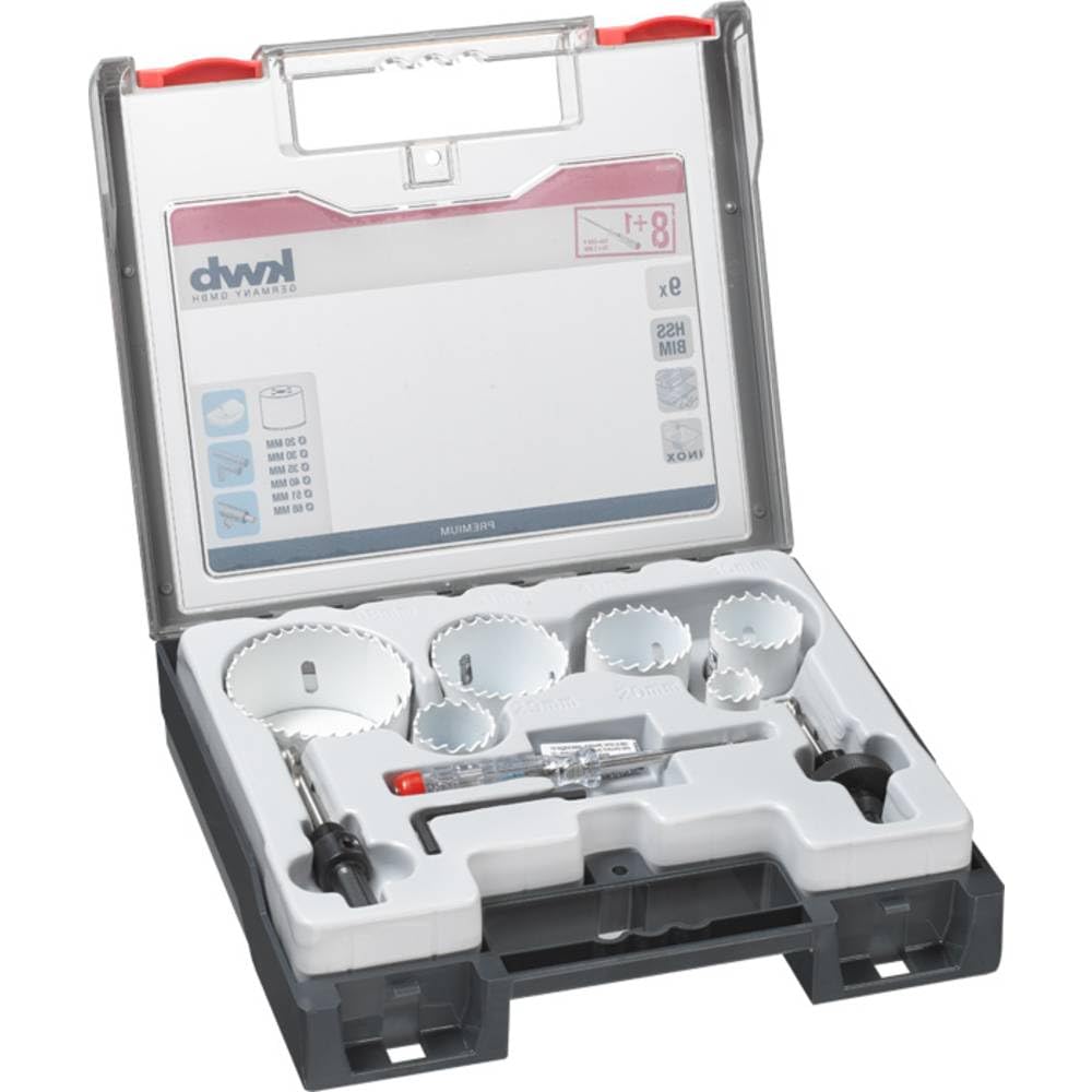 kwb 598220.0 Profi Bi-Metall Lochsäge-Set Nr. 1 für Installateure – 9-teilig, HSS-CO, Vario Zahnung,