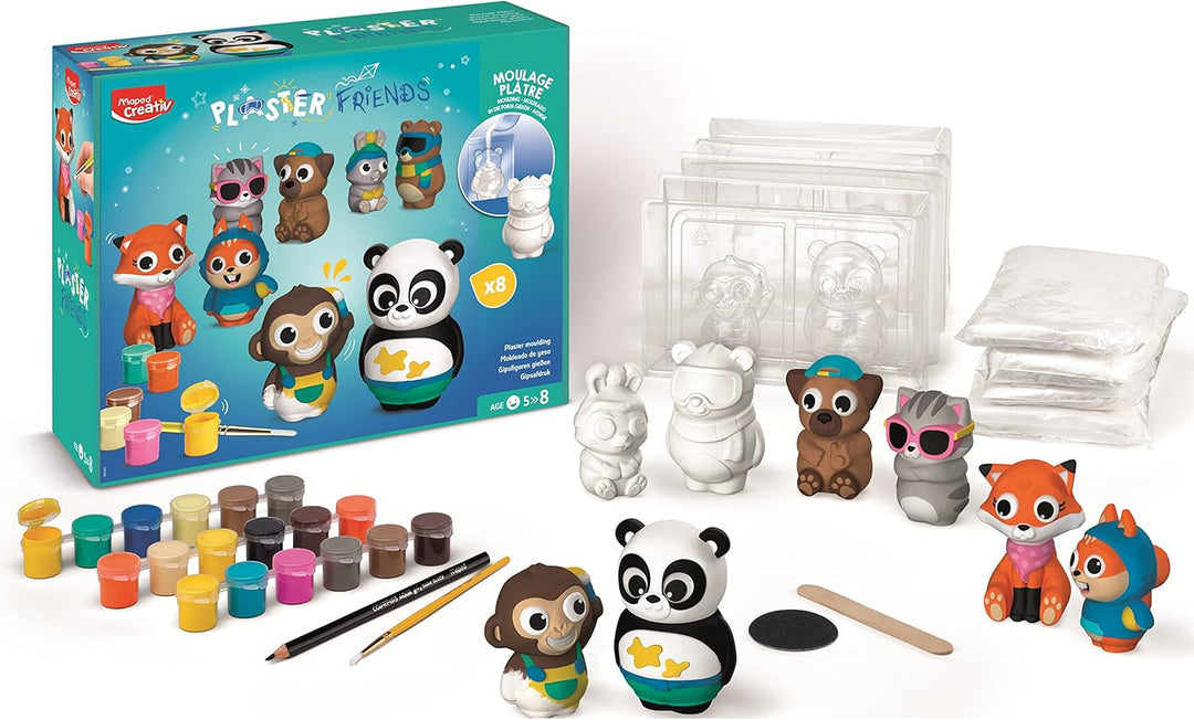 Maped CREATIV - Gipsfiguren Bastel- und Mal-Set PLASTER FRIENDS MAXI - inkl Gips und 4x Formen zum G