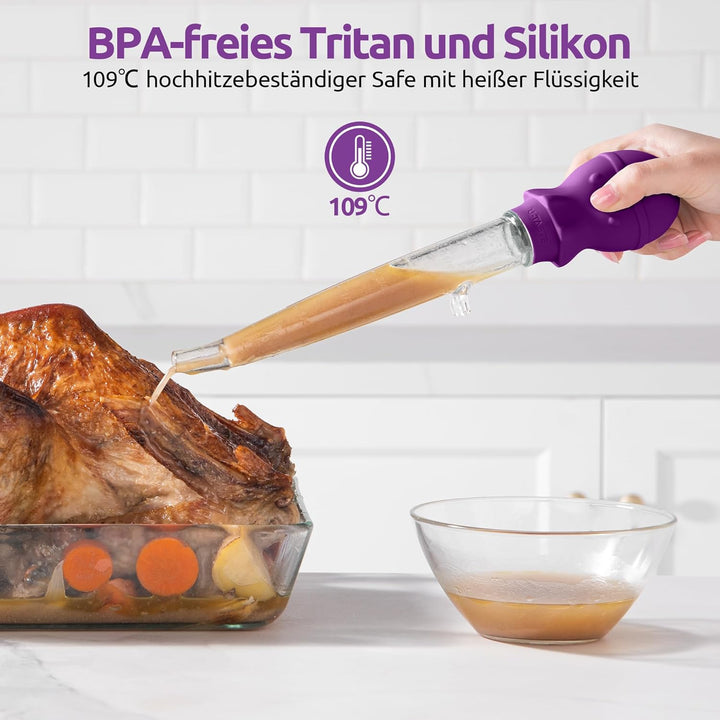 U-Taste 109℃ Hitzebeständige Grosse Abgewinkelte Bratenspritze Tritan Putenfleisch-Fettpipette mit S
