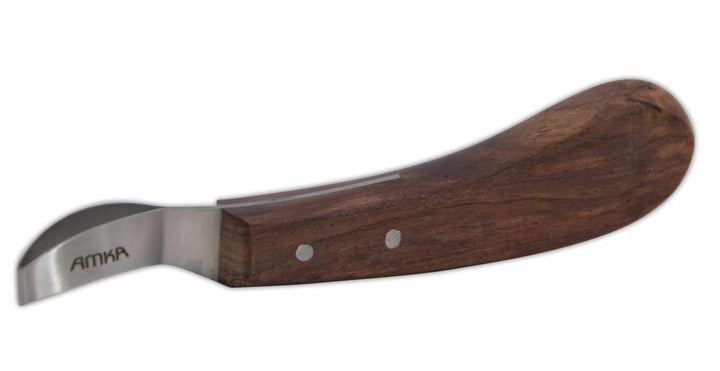 AMKA PRO Schlaufen Hufmesser Klauenmesser Rinnmesser Carbon Stahl anatmomischer Holzgriff spezielle