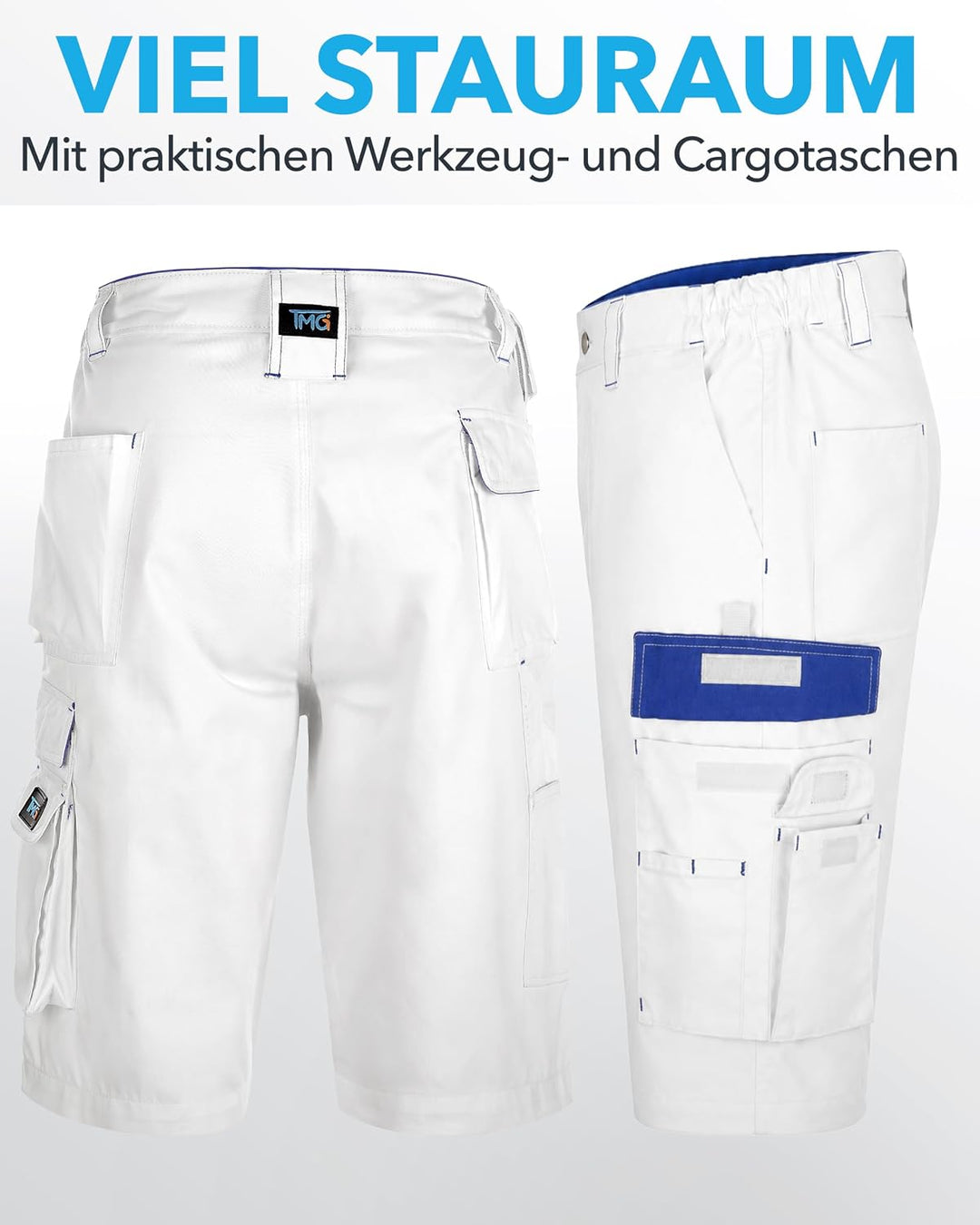 TMG | Arbeitsshorts für Herren, Kurze Arbeitshose mit Werkzeugtasche, robust &amp; strapazierfähig, Carg