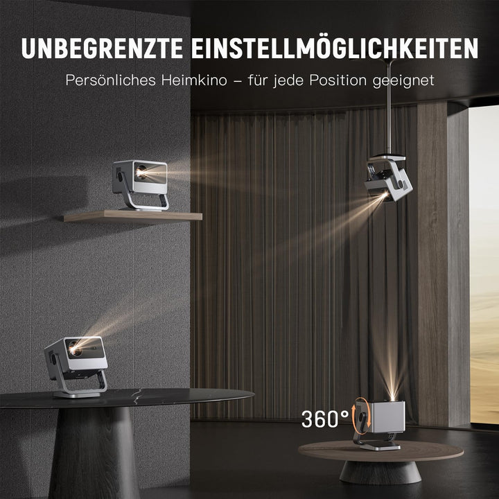 Smart Mini Beamer, VOPLLS Autofokus/Trapezkorrektu 30000 Lumen Tragbarer Beamer 4K Unterstutzt, WiFi