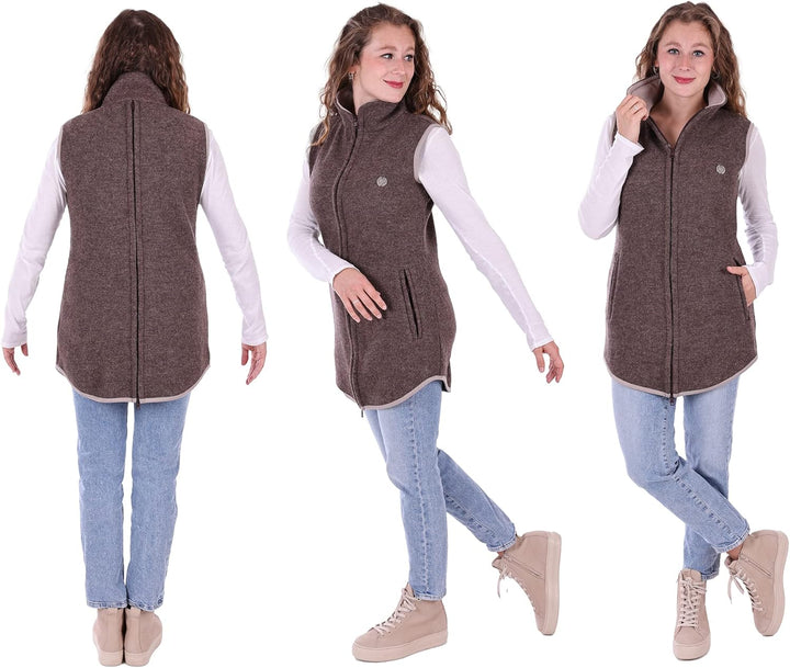 Viva la Mama - Trageweste aus Wollwalk Umstandsweste Wollweste zum Babytragen - PEVE S braun, S brau
