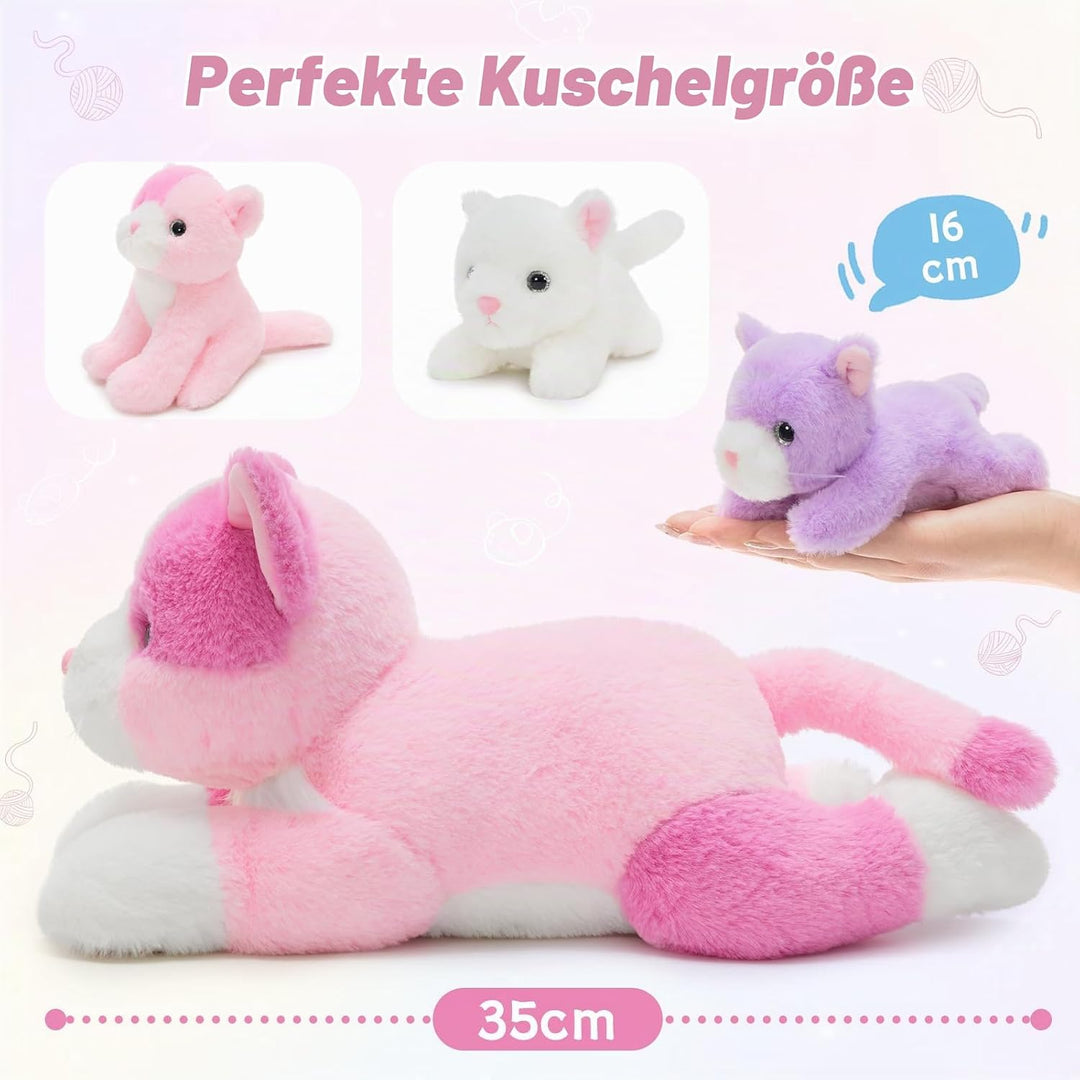 MorisMos gross Katze Kuscheltier mit Baby im Bauch, 35cm Weich Niedliche Katze Stofftier Plüschtier,