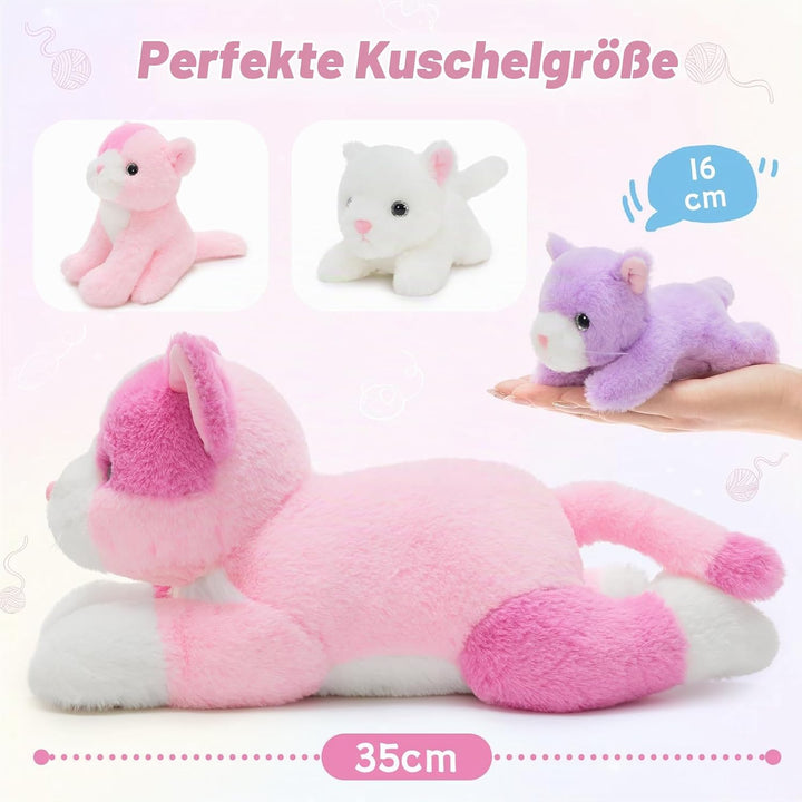 MorisMos gross Katze Kuscheltier mit Baby im Bauch, 35cm Weich Niedliche Katze Stofftier Plüschtier,