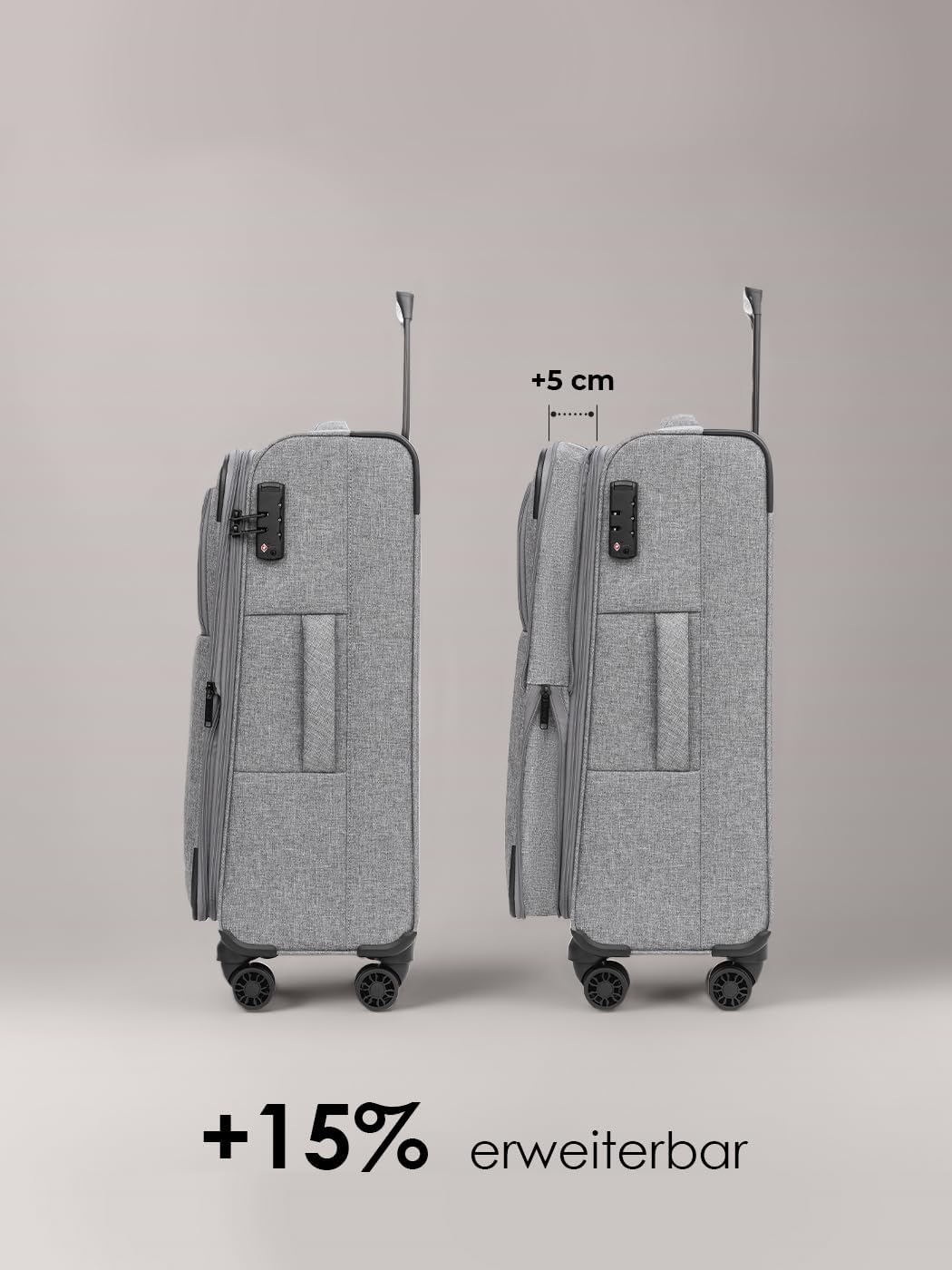 REDOLZ MEDIUM Weichschalen Koffer für Männer & Frauen | Leichter Trolley 67 cm mit 4 Doppelrollen &