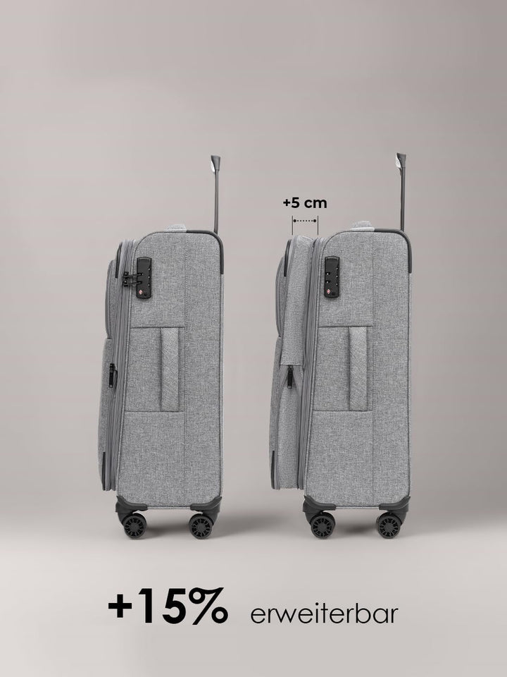REDOLZ MEDIUM Weichschalen Koffer für Männer & Frauen | Leichter Trolley 67 cm mit 4 Doppelrollen &