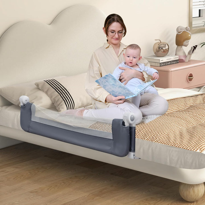 GOPLUS Bettgitter 120/150 cm, Sicherheitsgitter klappbar für Kinderbett, Einzel-, Doppel-, Queensize