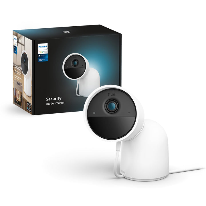 Philips Hue Secure kabelgebundene Kamera mit Standfuss, Weiss, Weiss