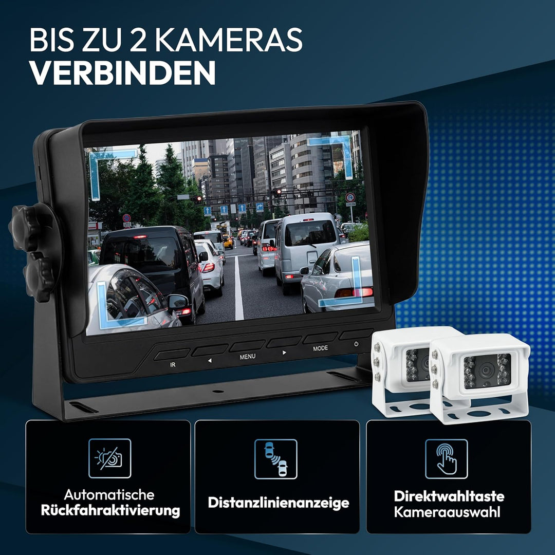 VSG24 Rückfahrkamera 7" Transporter-Set Transit inkl. Kamera, Monitor, Kabel - Wasserdicht Nachtsich