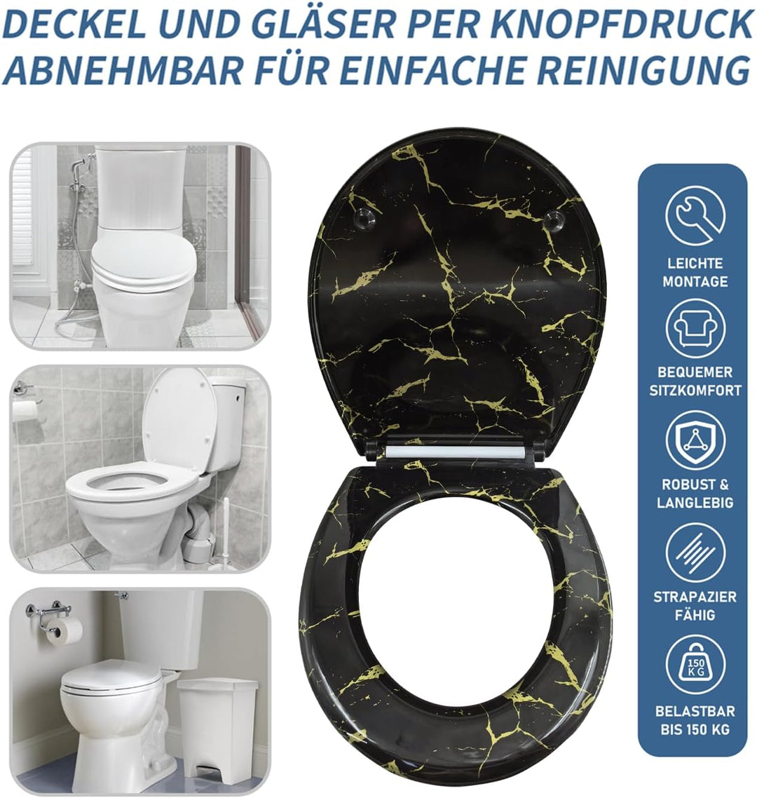 Toilettendeckel mit Absenkautomatik, WC Sitz mit Absenkautomatik Oval Form klodeckel Einfache Reinig