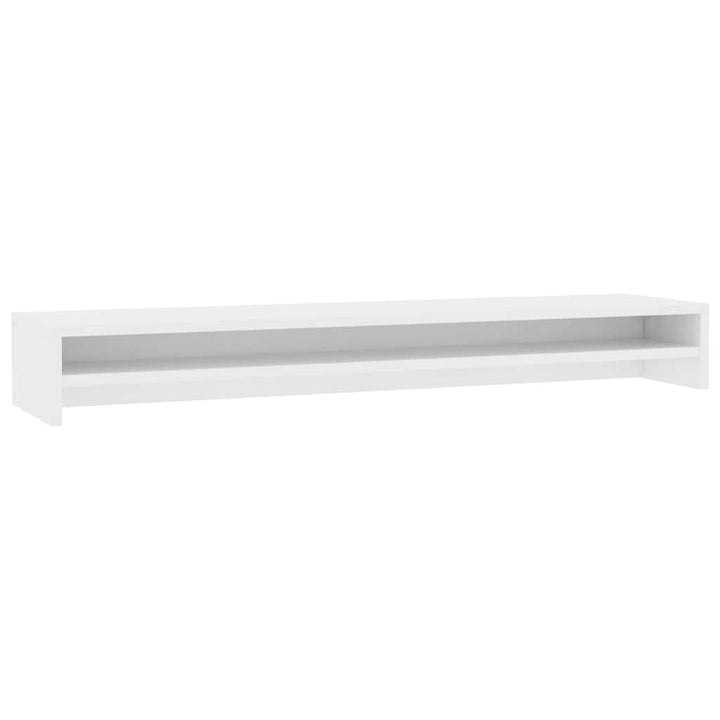 vidaXL Monitorständer 100x24x13 cm, 2 Etagen, Weiss, Holzwerkstoff, Schreibtisch-Riser mit Stauraum,