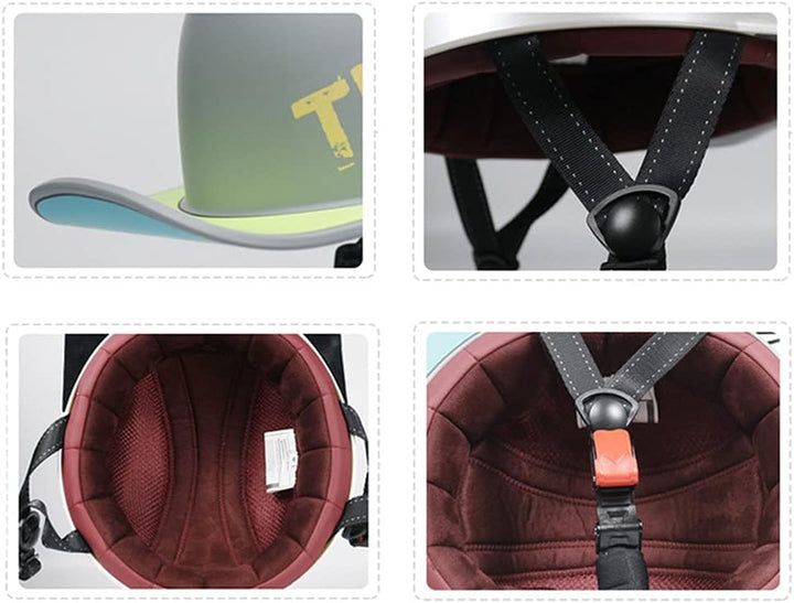 Woljay Jethelm Motorradhelm Baseball Kappe Jahrgang Halbhelm Retro Männer Frauen für Zerhacker Kreuz