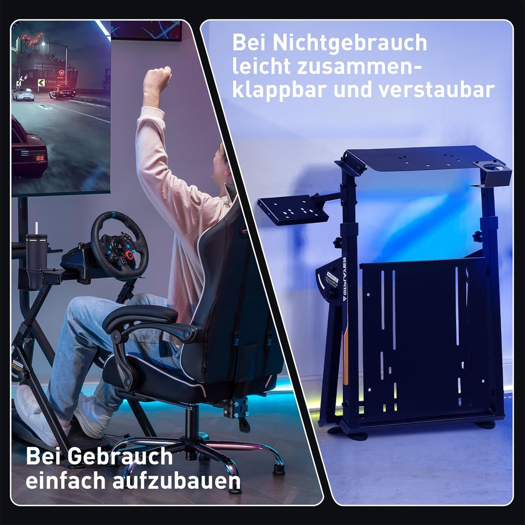 GTPLAYER Lenkradständer für Lenkrad Gaming Wheel Stand Racing Lenkradständer mit V1 V2 Schalthebelha