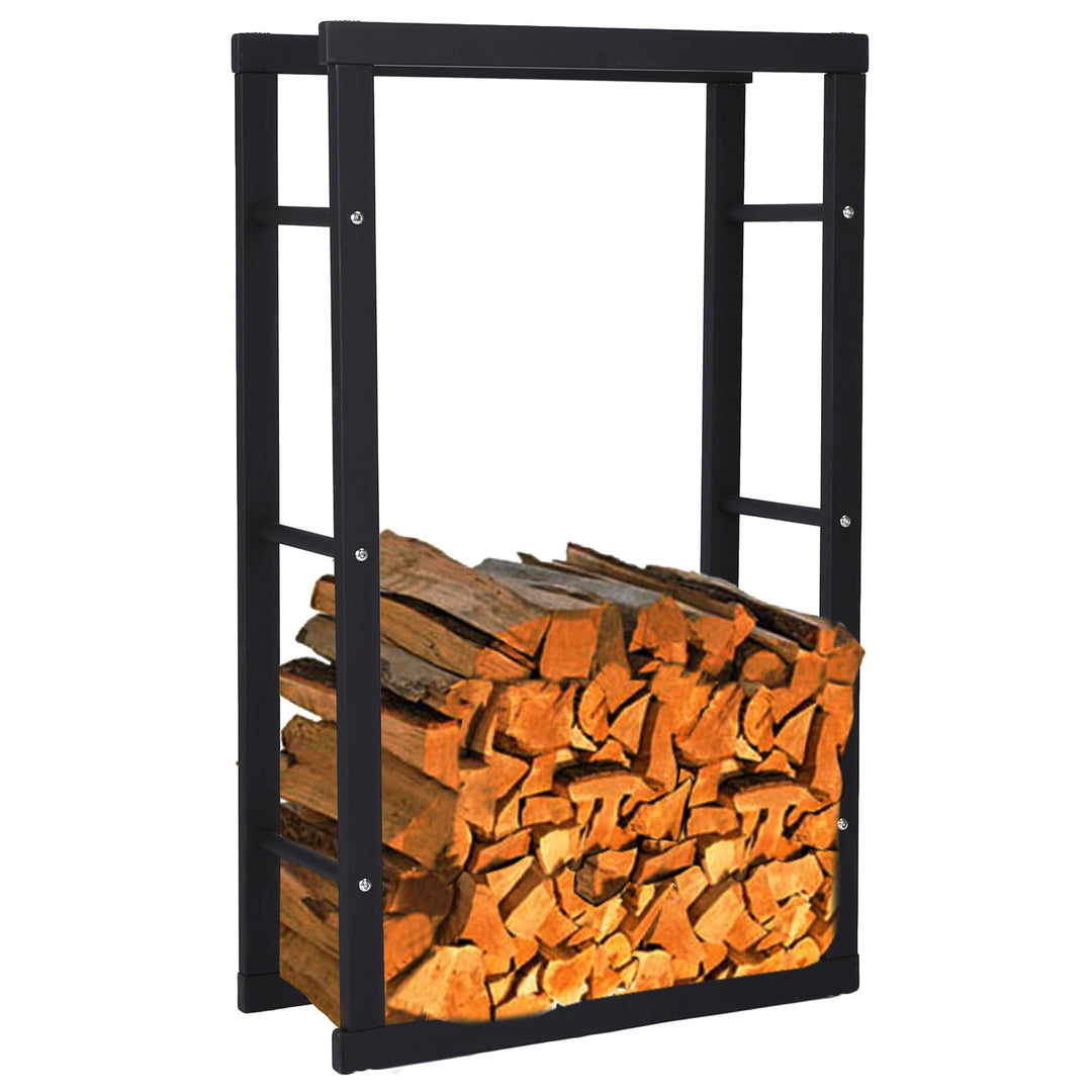 Zelsius Kaminholzregal | 40 x 25 x 150 cm - schwarz | Brennholzlager Metall, Kaminholzständer, Regal