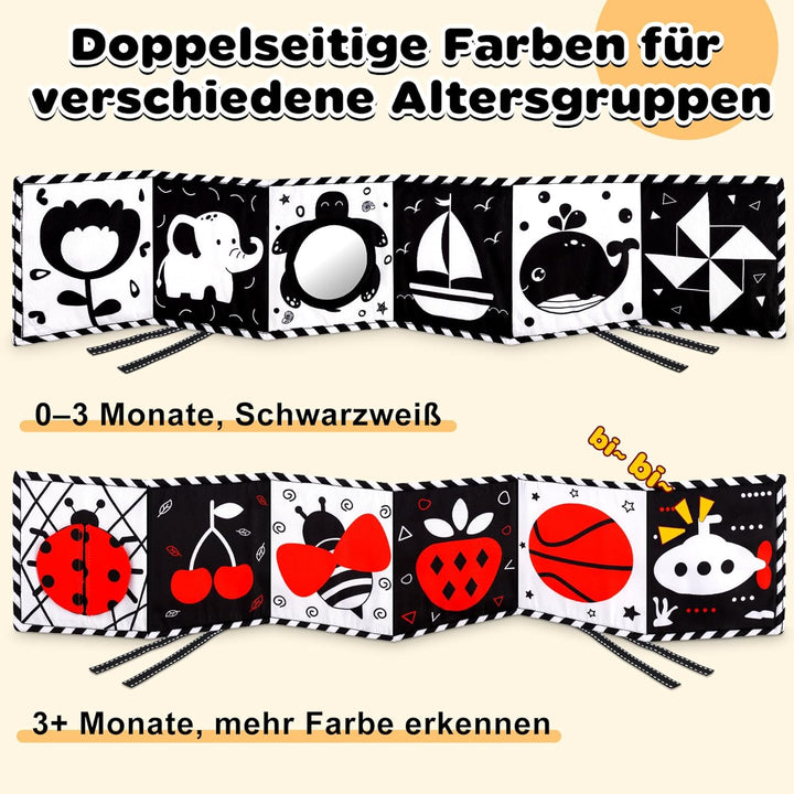 Kontrastbuch Baby, 31 PCS Schwarz Weiss Spielzeug Baby 0 3 6 12 Monate Neugeborenen Spielzeug, Schwa