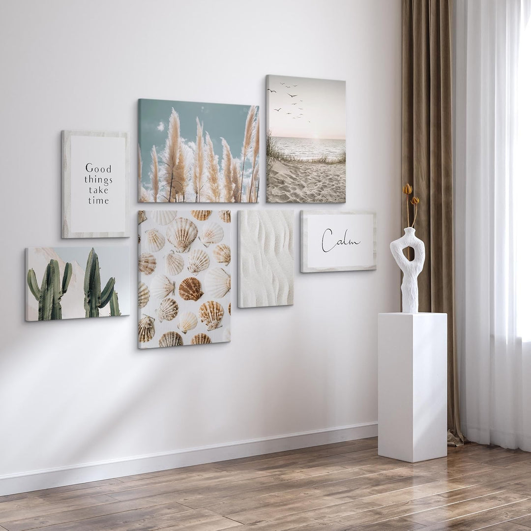 Muralo - Wandbilder Set - Leinwand Bilder Aufhängefertig in Boho Stil - das Leinwandbilder - Bilder
