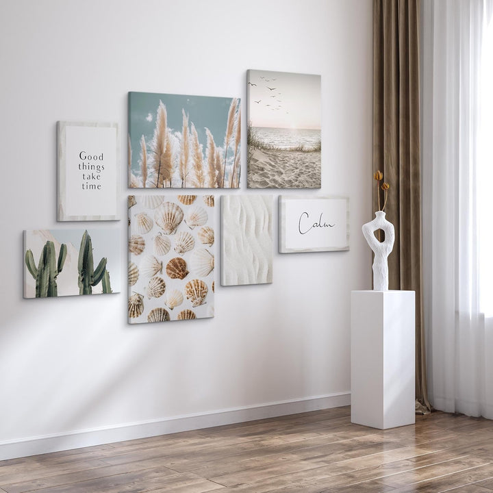 Muralo - Wandbilder Set - Leinwand Bilder Aufhängefertig in Boho Stil - das Leinwandbilder - Bilder