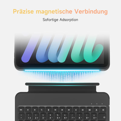 HOU Tastatur Hülle für iPad Mini 7/6, 8,3 Zoll, Ultradünne Klapptastatur, Magnetische Befestigung, M