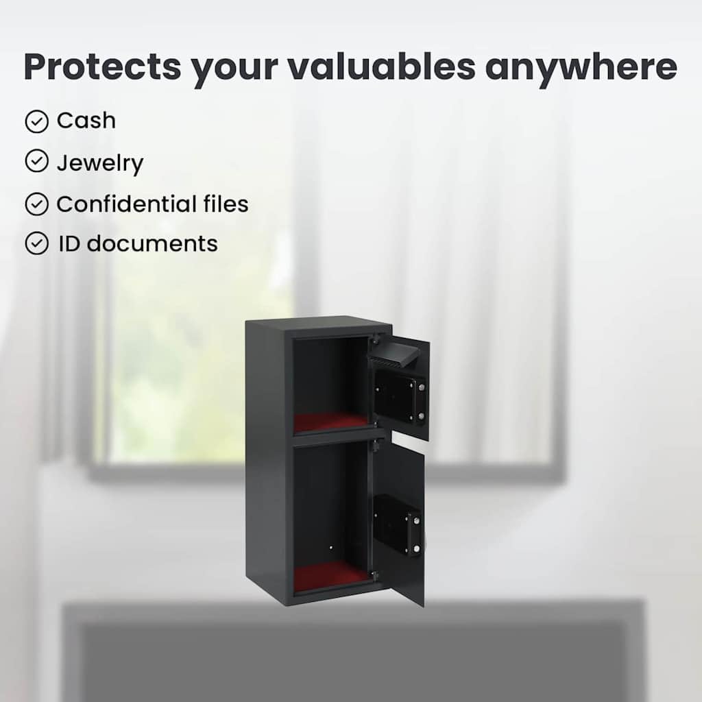vidaXL Digitaler Safe mit Schloss Dunkelgrau 35 x 31 x 80 cm Stahl, Heimwerker Schreibtischsafe, mod