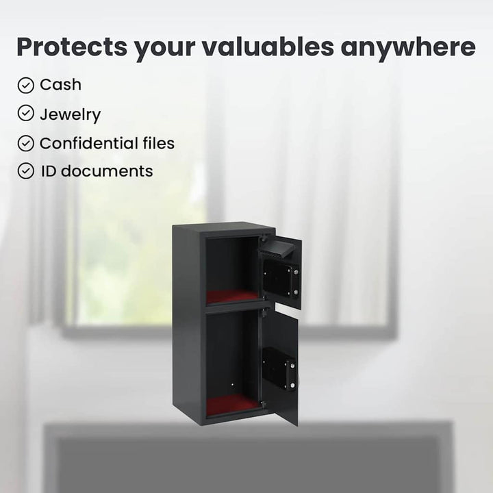 vidaXL Digitaler Safe mit Schloss Dunkelgrau 35 x 31 x 80 cm Stahl, Heimwerker Schreibtischsafe, mod