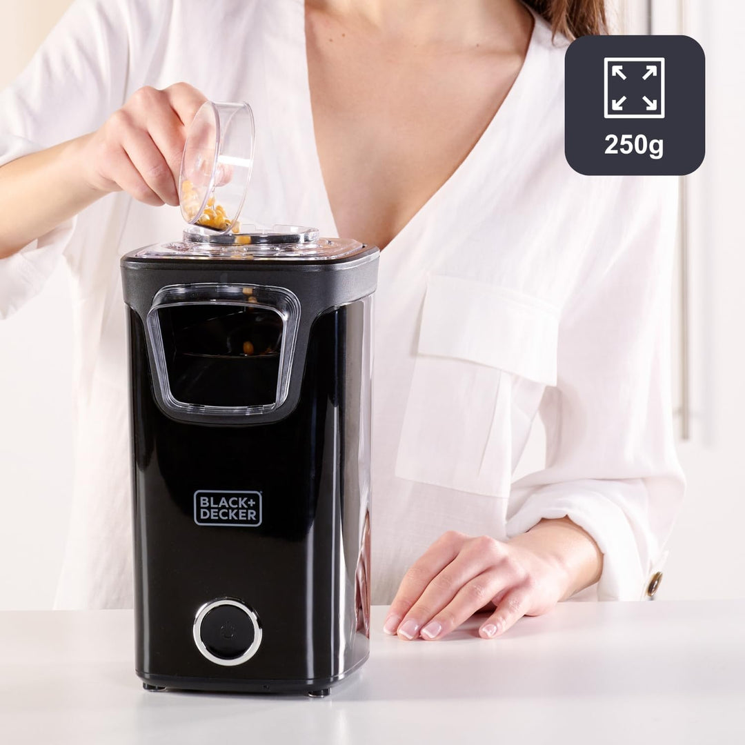 BLACK + DECKER BXPC1100E - Popcorn-Maker, 1100W, ölfreier Popcorn-Maker, kompaktes Format, schnell f