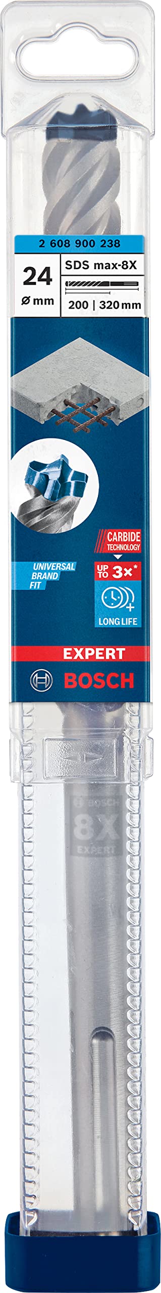 Bosch Professional 1x Expert SDS max-8X Hammerbohrer (für Stahlbeton, Ø 24,00x320 mm, Zubehör Bohrha