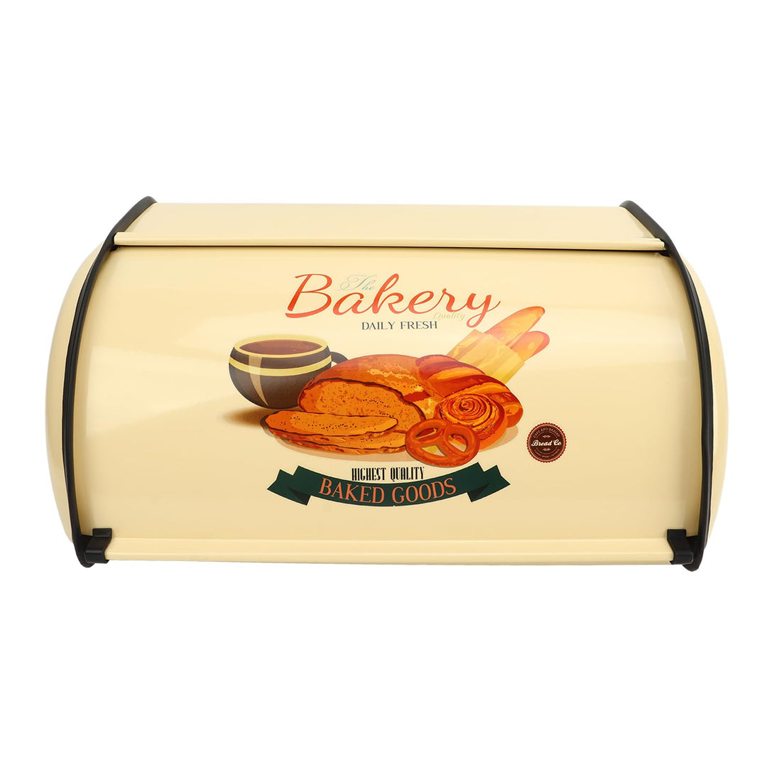 Metall Brotkasten, 14.5 x23x34.5cm Brot Aufbewahrung Behälter mit Aufrolldeckel, Retro Brotbox aus M