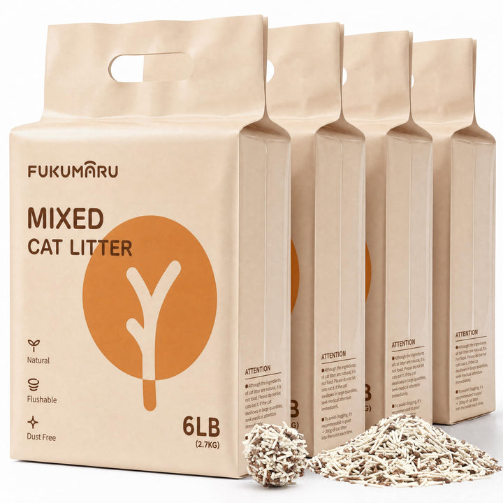 FUKUMARU Tofu Katzenstreu 10.8kg, Klumpstreu für Katzen, Staubfrei und Leicht klumpend, Gemischtes A