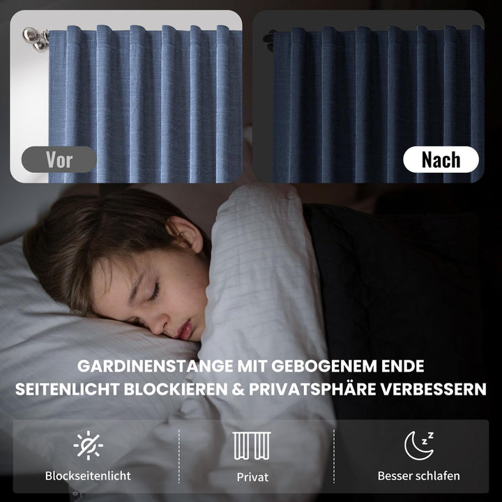 Vorhangstange Gardinenstange für Verdunkelungsvorhänge, verstellbare ausziehbare Vorhangstange rutsc