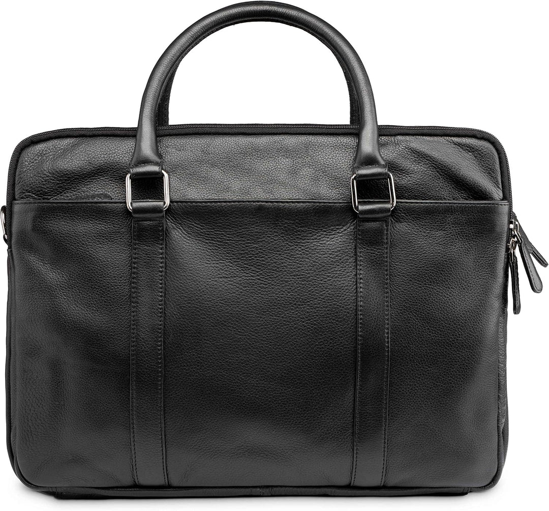 LEABAGS Leder Aktentasche Herren &amp; Damen I Echtleder Laptoptasche bis 16 Zoll I Umhängetasche mit Sc
