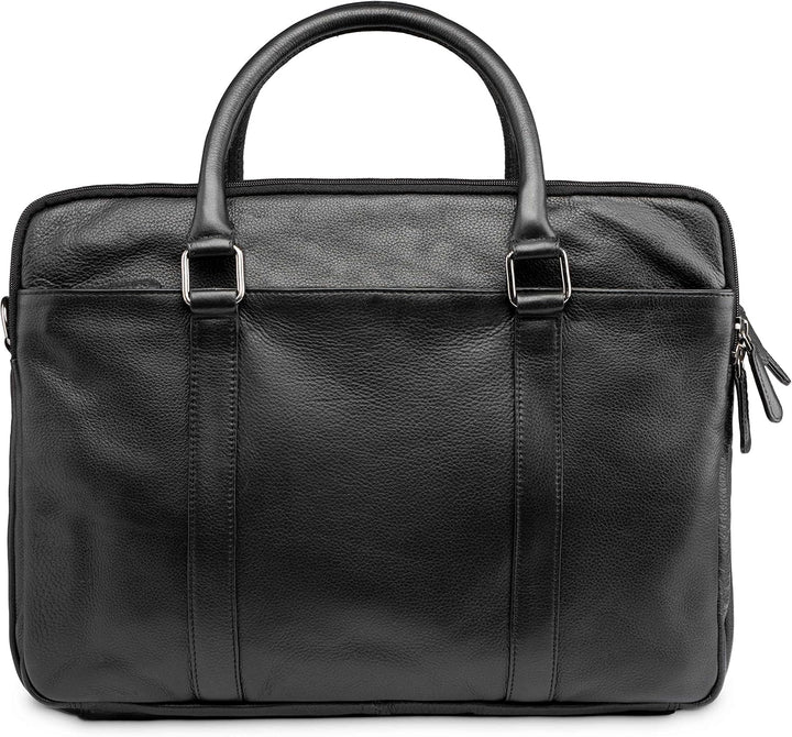 LEABAGS Leder Aktentasche Herren &amp; Damen I Echtleder Laptoptasche bis 16 Zoll I Umhängetasche mit Sc