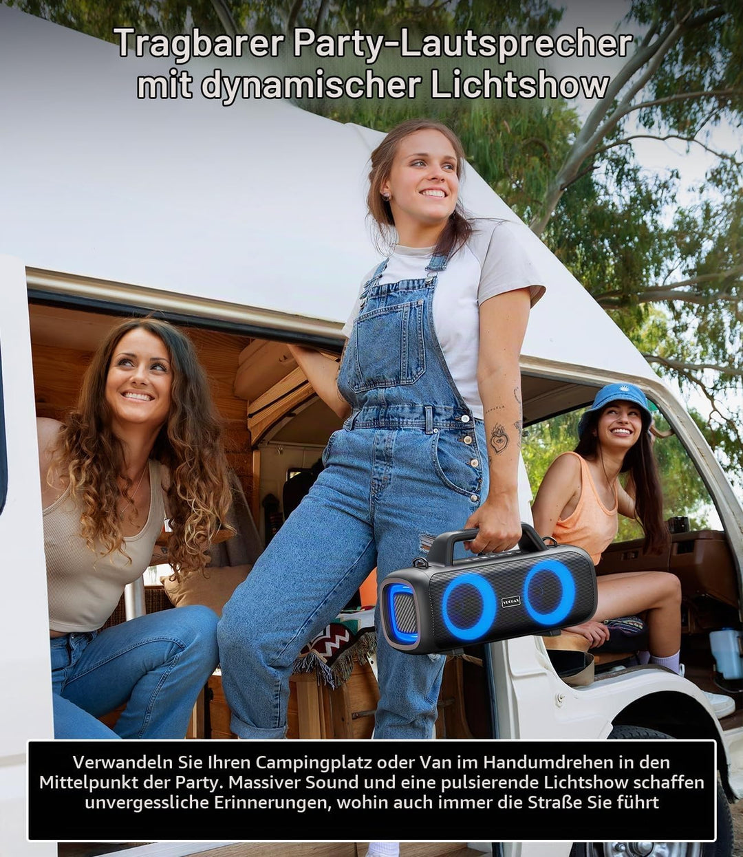 Portable Bluetooth Speaker Wireless,140W Peak Loud Sound with 2 Subwoofers &amp; Bass Boost, IP65 Waterp