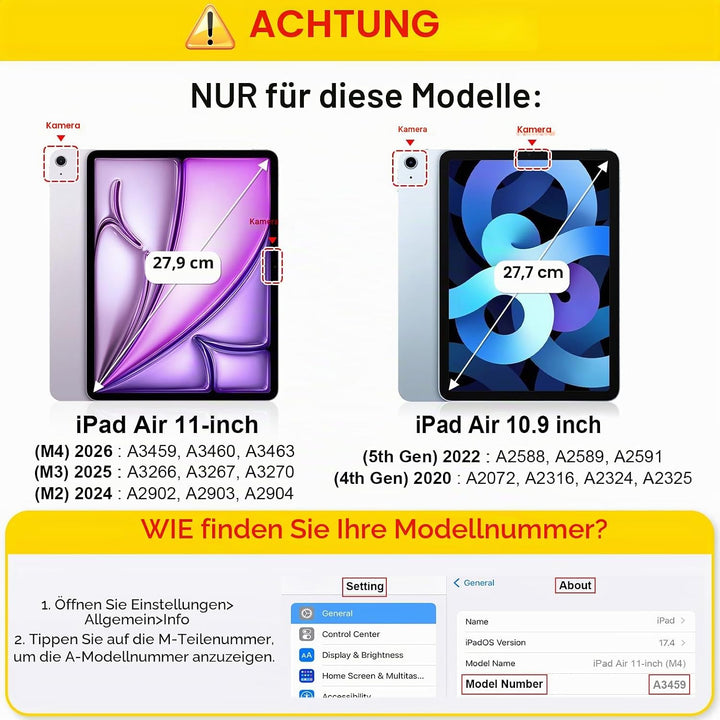 FINTIE Hülle mit Tastatur für iPad Air 11 Zoll M4/M3/M2 (2026/2025/2024), iPad Air 5./4. Gen 10,9 Zo