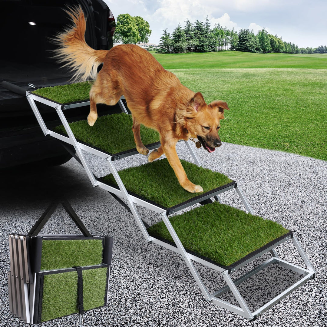 Hundetreppe Auto, Hunderampe Auto klappbar, rutschfeste Kunstrasen-Oberfläche, Einstiegshilfe Hund A