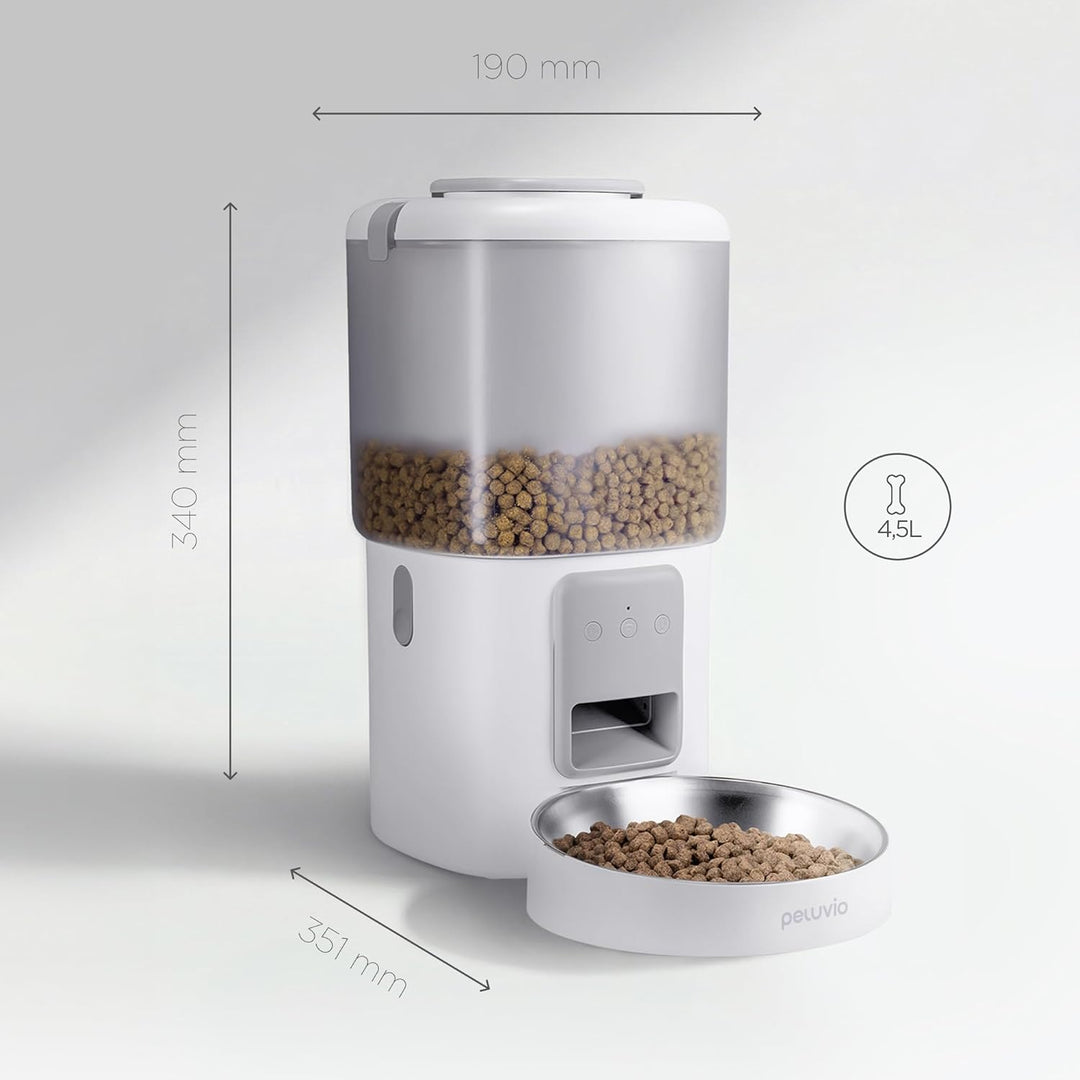 Crispy Wi-Fi Katzenfutterautomat mit App und WLAN, Portionskontrolle und Timer, Edelstahl-Napf, Batt