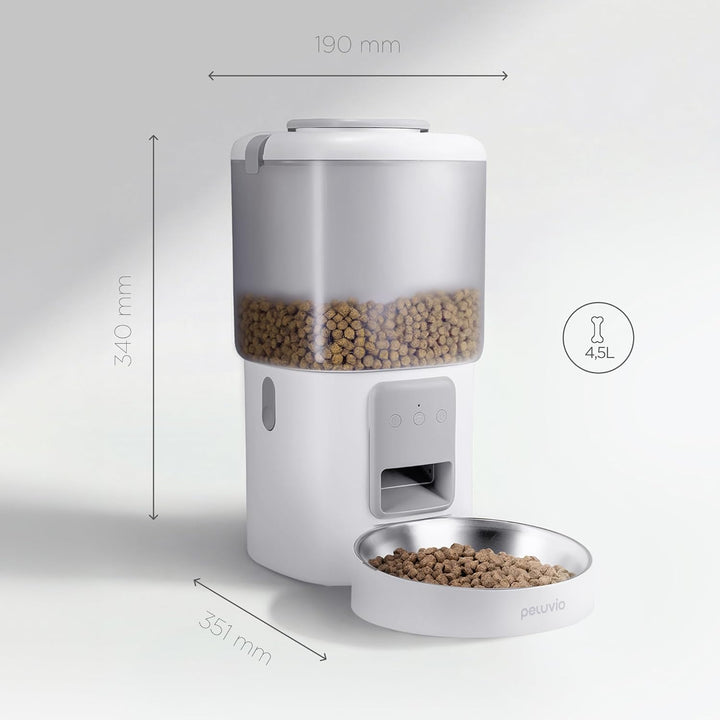 Crispy Wi-Fi Katzenfutterautomat mit App und WLAN, Portionskontrolle und Timer, Edelstahl-Napf, Batt
