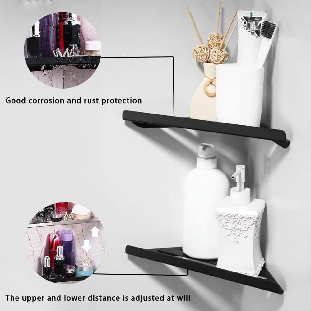 Biutimarden 30CM Schwarz Duschregal Ohne Bohren Eckablage Badregal Selbstklebende SUS304 Edelstahl D