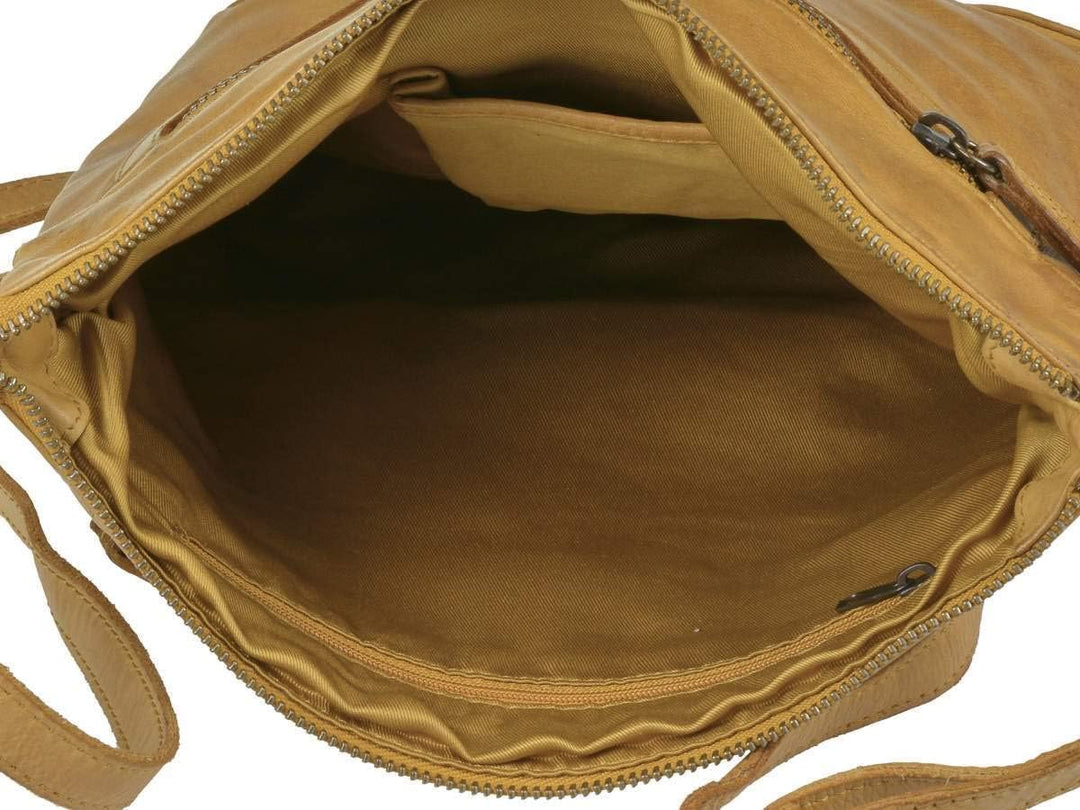 Bear Design Damen Tasche Ledertasche Umhängetasche Schultertasche 30x27cm Ocker gelb