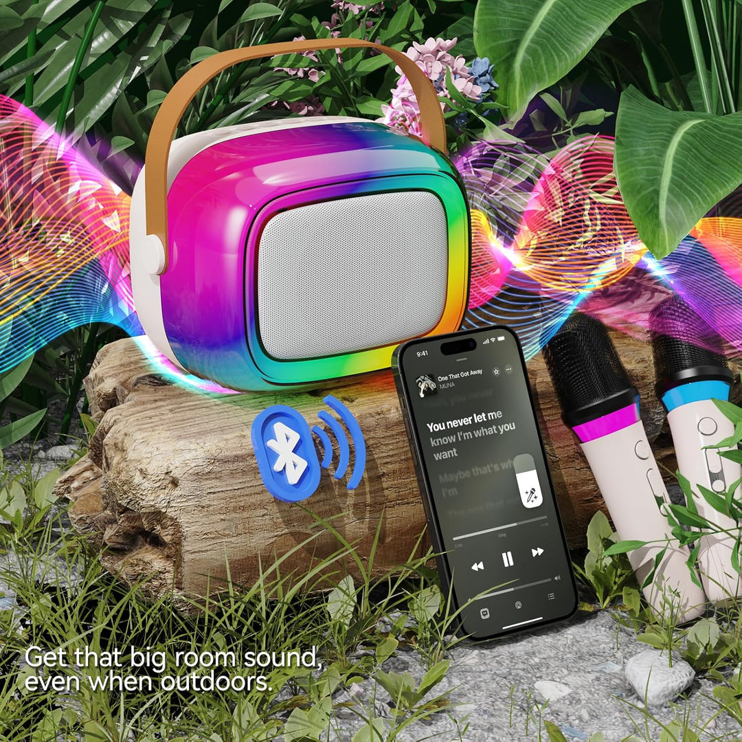 GUYUCOM Karaoke Machine mit 2 Kabellose Mini Mikrofon für Kinder und Erwachsene, Tragbaren Bluetooth